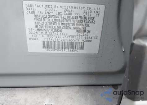 2024 Nissan Kicks Sr Xtronic Cvt from USA, damaged, VIN 3N1CP5DV1RL553397